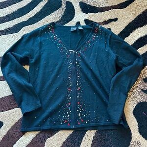 Erika Black Top with Colorful Embellishments